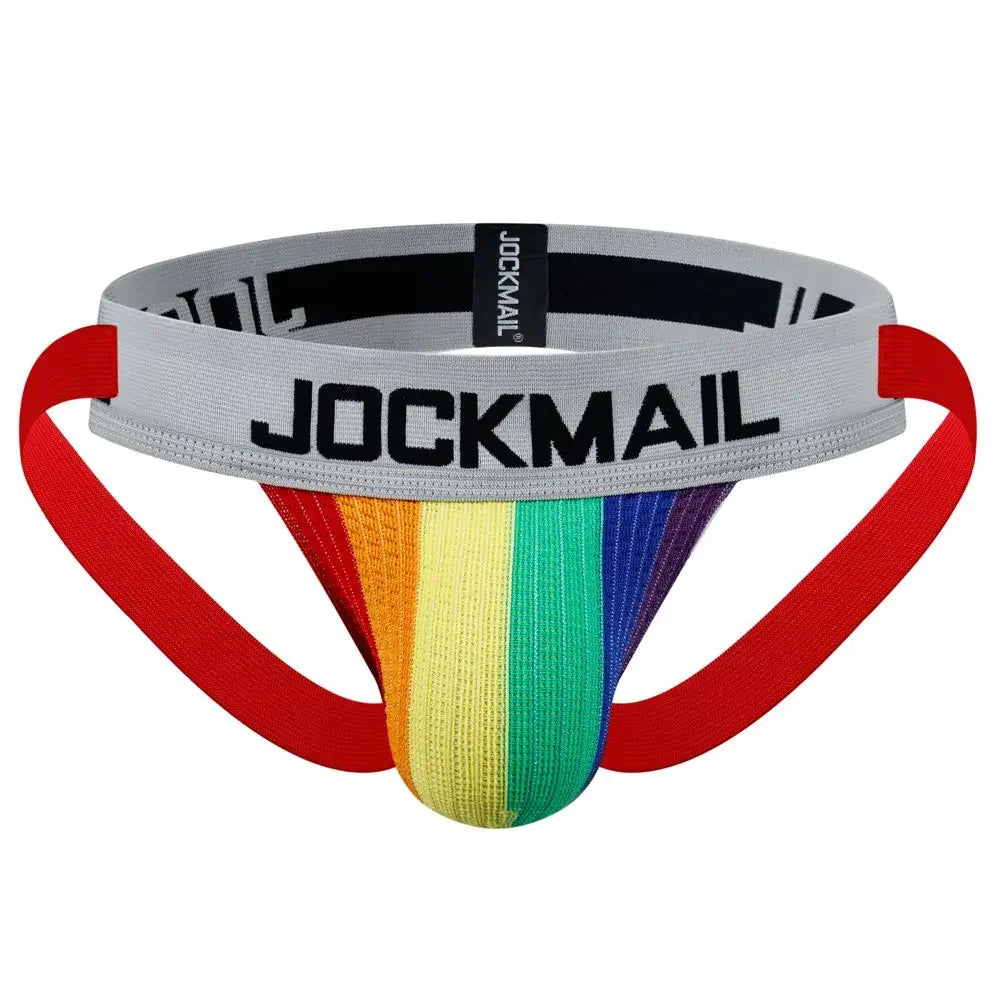 Sexy Men Jockstrap Cotton Underwear Rainbow Jockstrap Men's Briefs