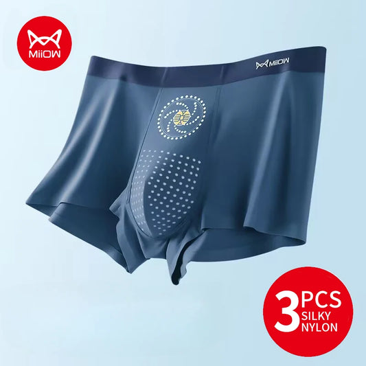 MiiOW 3pcs Ice Silk Men Underwear Boxers